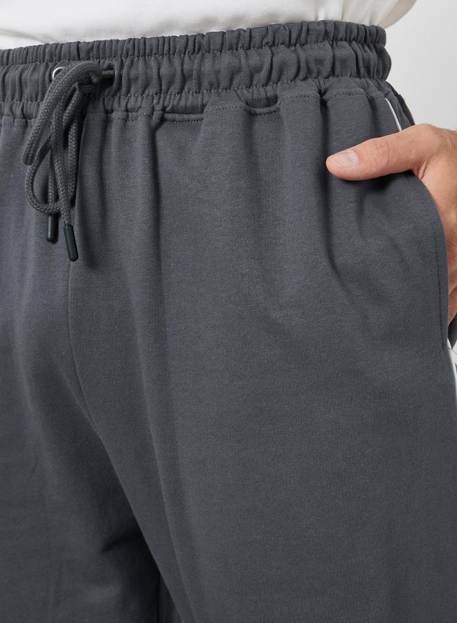 Styli Men Grey Track Pants with White Piping - Image 2